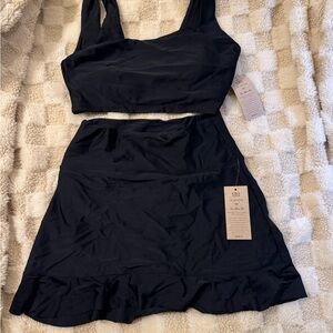 NWT Albion Black Bikini top and Swim Skirt Set